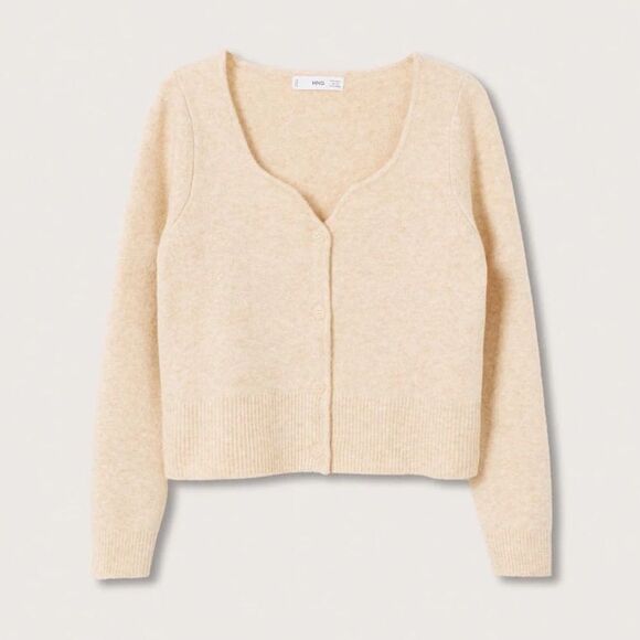 Mango Knit Co-Ord Set Skirt Cardigan Beige - Picture 5 of 7